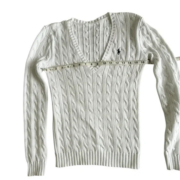 Polo Ralph Lauren Cable-Knit Cotton V-Neck Sweater – Women’s Medium - Picture 7 of 12